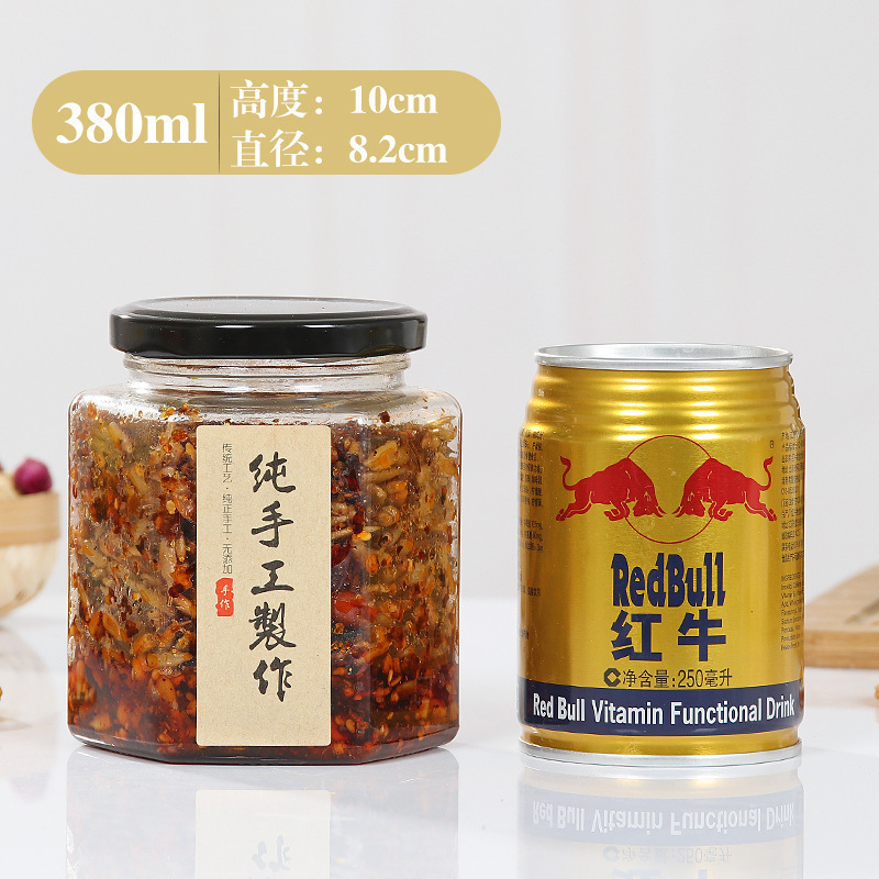 六棱玻璃酱菜瓶500ml果酱辣椒酱分装瓶食品级厨房储物罐现货批发|undefined