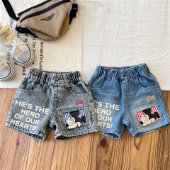 【】日系童裝小眾兒童夏季牛仔短褲貼布卡通中褲