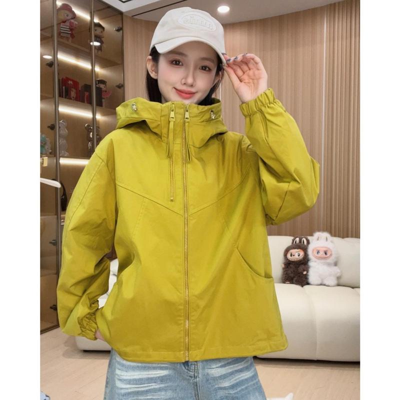 双拉链女款连帽春秋纯色短款休闲拼接防风韩版短外套2502紫色|undefined