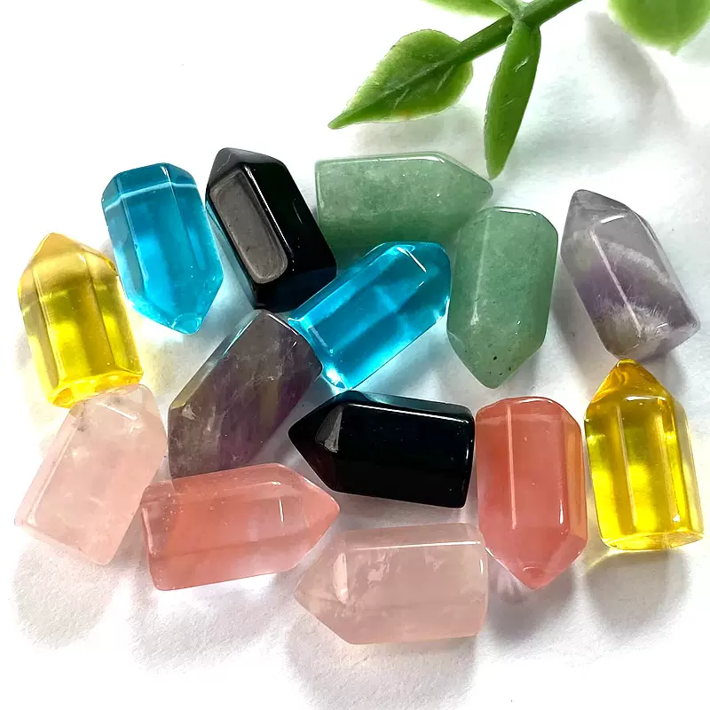 厂家批发 跨境热卖 紫晶绿东陵单尖小六角柱6*12裸石工艺品DIY