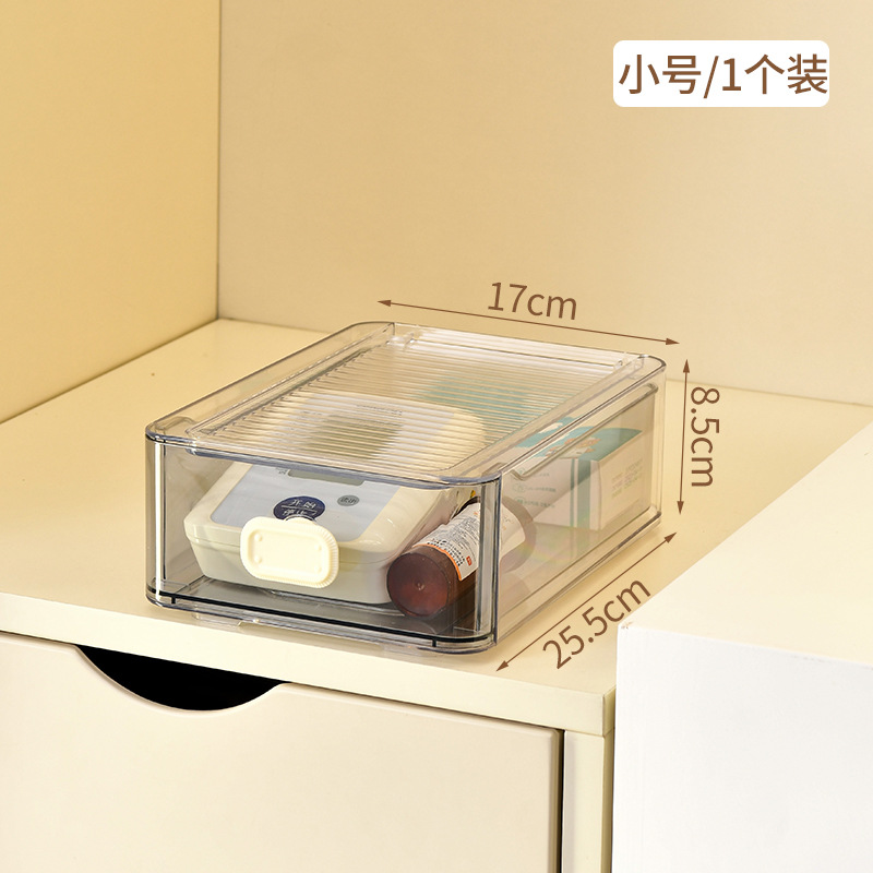 Caja de almacenamiento de medicamentos de tipo cajón transparente de gran tamaño para el hogar, caja de primeros auxilios a prueba de polvo apilada image 7