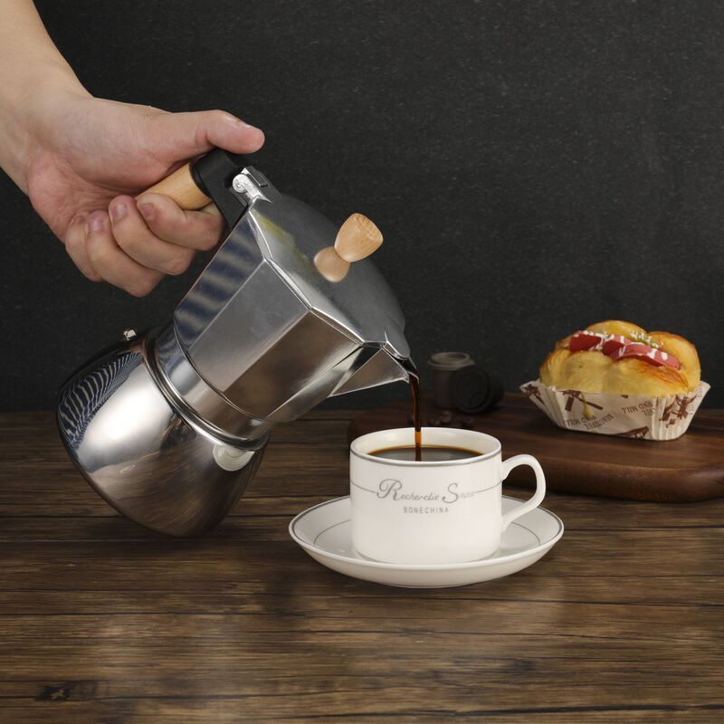 Double Valve Metal Style Italian Coffee Pot High Quality Household Life Mocha Pot Modern Simple Coffee Pot