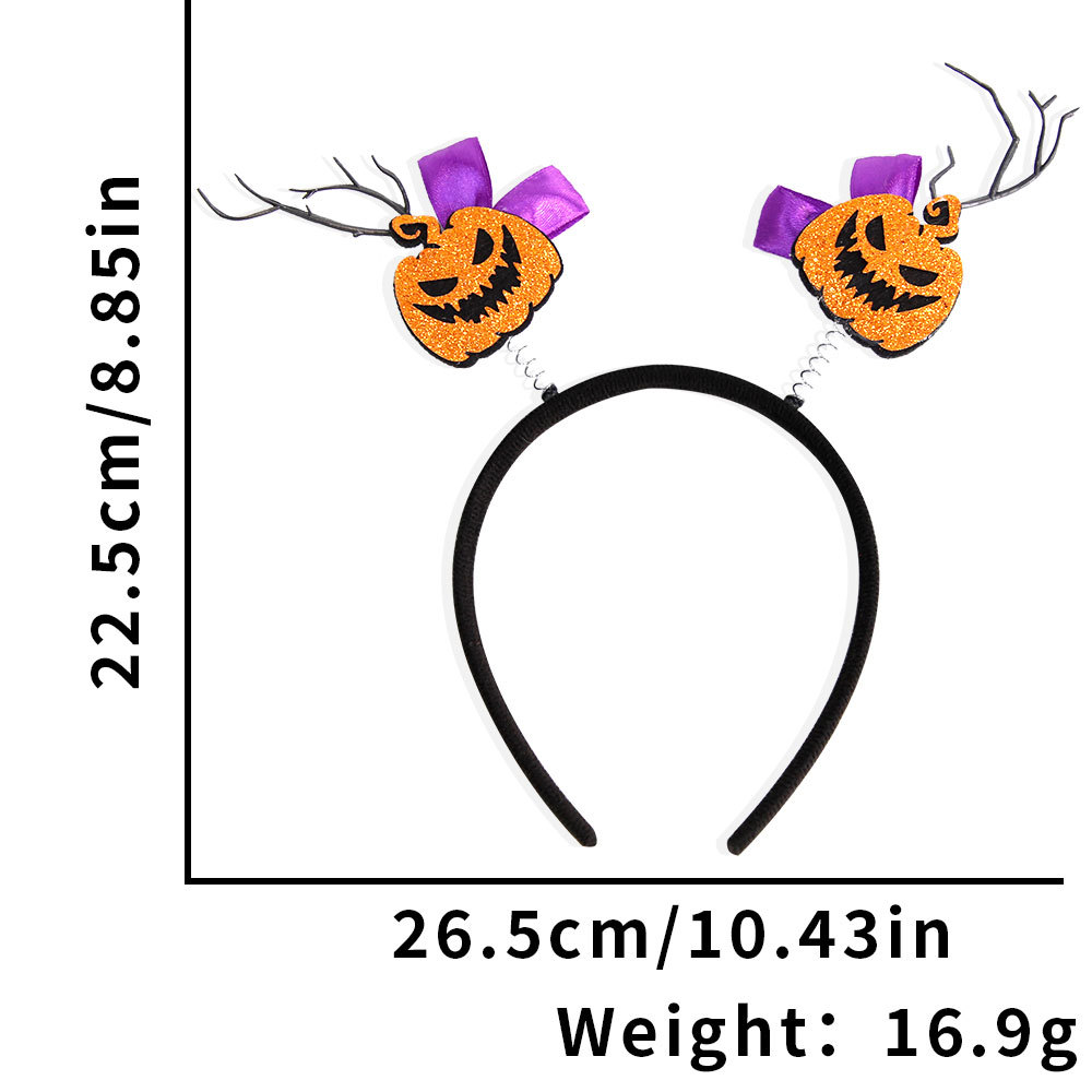 Nuevo cross-border Halloween cabello de calabaza de cabeza de araña arco fantasma fiesta decoración extraña tocado de murciélago de cuerno