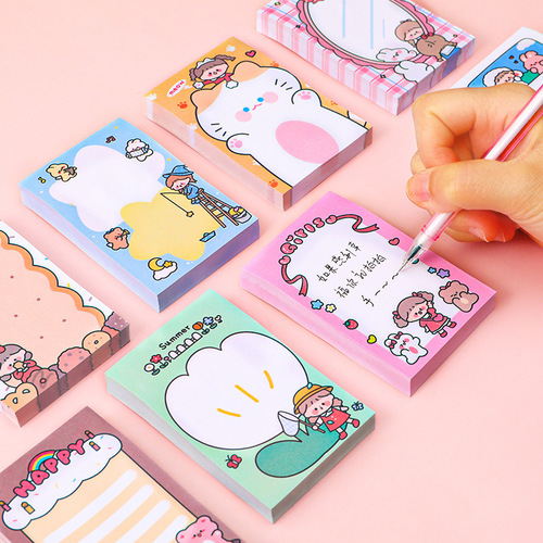 Colorful cartoon sticky note note pad for students, animation, creative office, tearable, self-adhesive, N-time stickers, stationery, school season