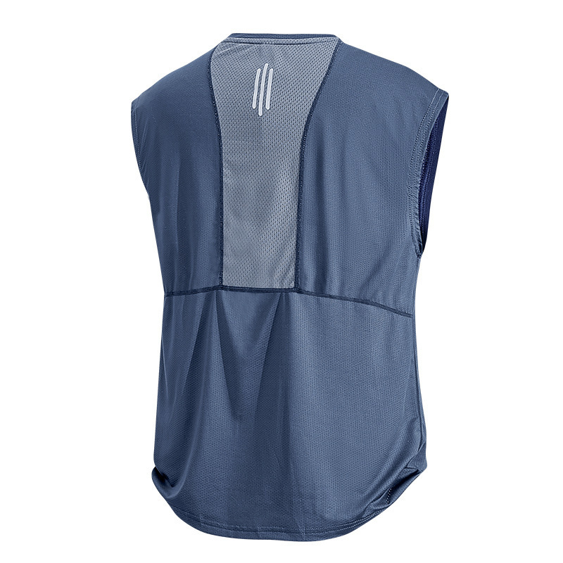 アイスシルクベストメンズ夏薄型通気性フィットネスランニングノースリーブ Tシャツトレーニング服ベストスポーツアンダーシャツ|undefined