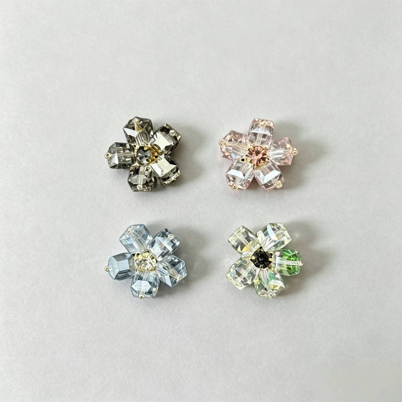 Korean-style light luxury hand-sewn crystal-studded floral accessories DIY handmade shoe flowers, hair accessories, shoe and hat clothing accessories wholesale