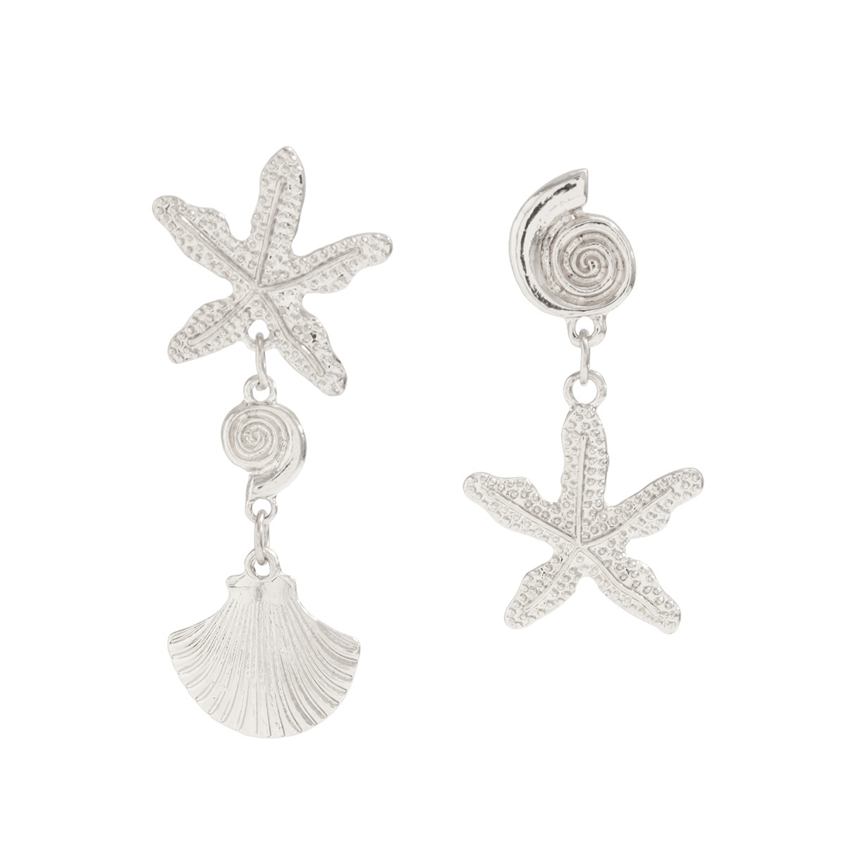 European and American Cross-Border Jewelry Beach Vacation Style Starfish Scallop Pendant Earrings Design Ins Metal Flower Ear Clip undefined