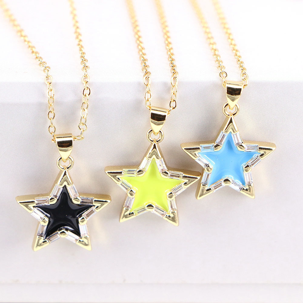 Summer Fashion Color Star Necklace Clavicle Chain display picture 4