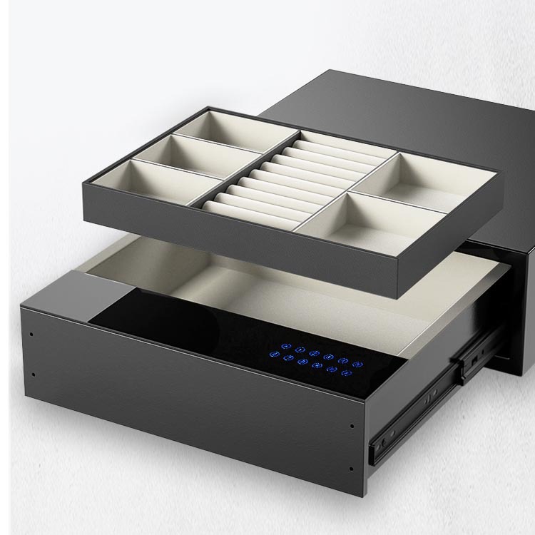 轻奢高级感指纹密码抽屉式衣柜家用保险箱摇表器小型保管箱safe