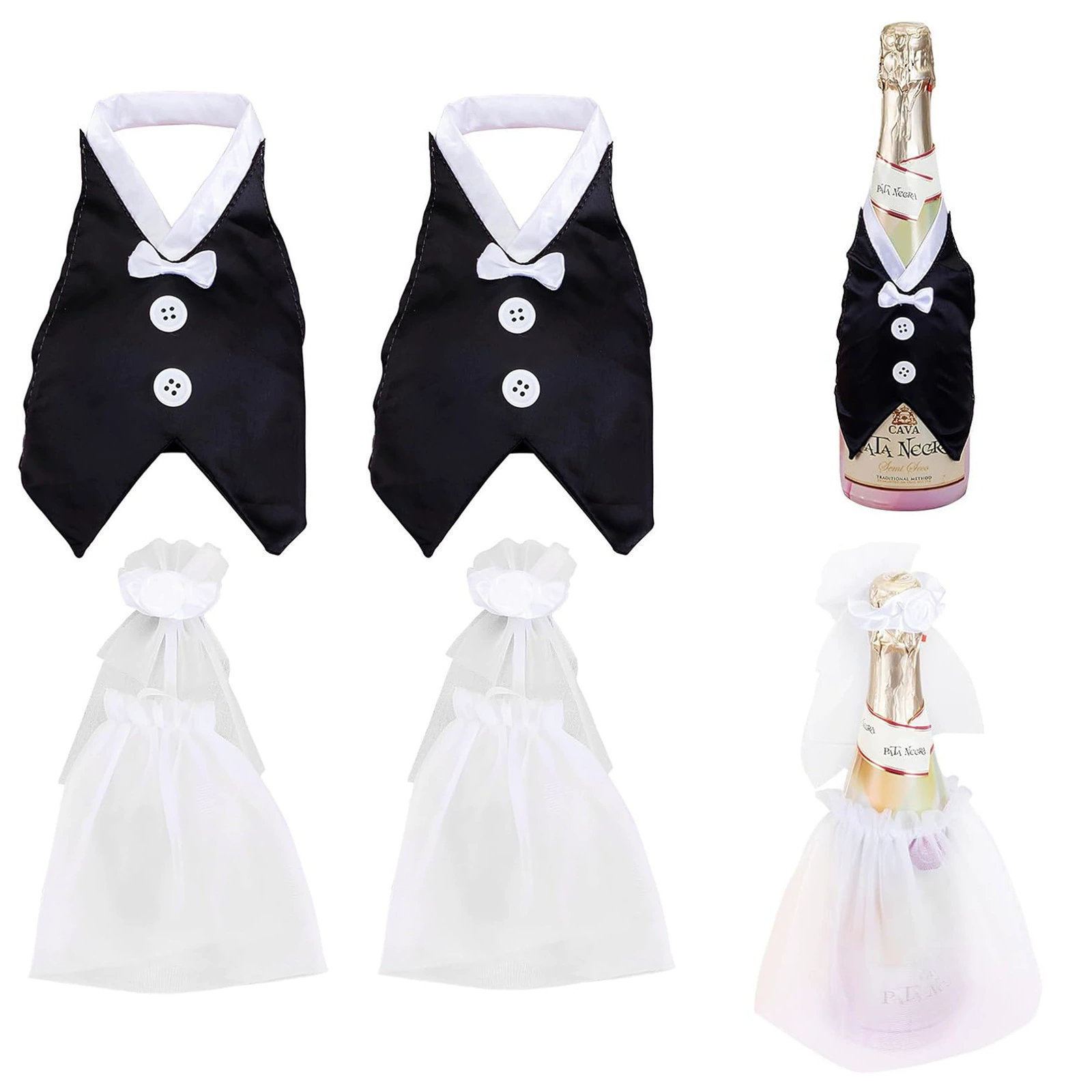 Платье для невесты и жениха, чехол для бутылки вина, костюм, свадебное платье, стиль свадебного украшения LP2561