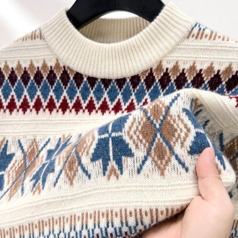 Outlet Clearance Winter New Thick Cashmere Sweater Men's Round Neck Base Knitwear Youth High-End Sweater
