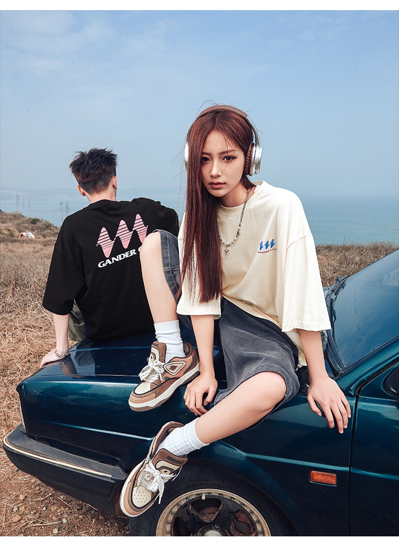 Damska odzież T-shirt z nadrukiem z krótkim rękawem Męska w tym samym stylu Letnia luźna modna marka T-shirt Q_voghion.com