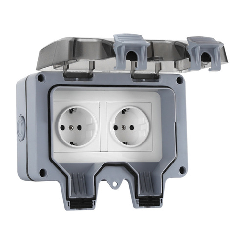 IP66 dual German-style 16A European-style cross-border waterproof switch plug and socket European standard extension plug with height outdoor waterproof socket