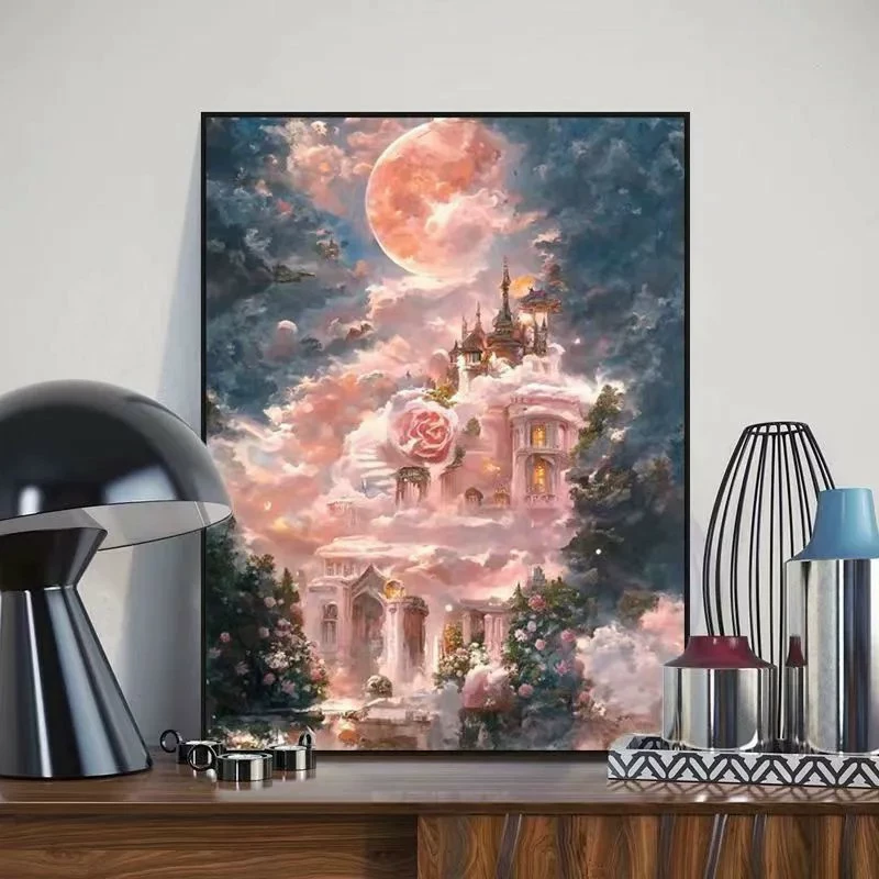 Кристальная живопись холст пейзаж — полный наборов DIY, размеры 30×40 и 40×50 см, деревянная коробка или белая рама