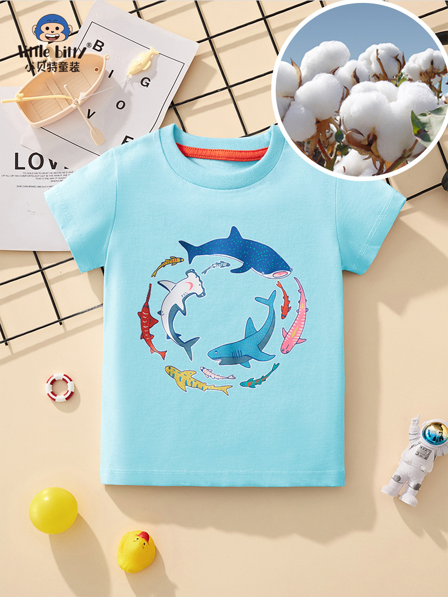 Children's 2025 European and American short sleeve summer new cartoon printing girls casual versatile sports T-shirt children's clothing wholesale