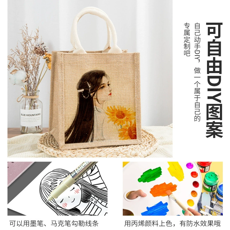 Пользовательские мешок джутовая хозяйственная сумка Льняная сумка коробка обеда сумка обед сумка Джутовая сумка Хлопковый мешок