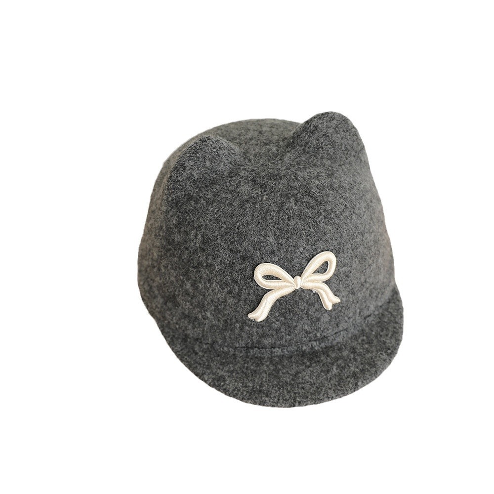 Sombreros para niños otoño y invierno bordados tridimensionales arco corto gorro de niñas gorro de moda británico gorro equestre para bebés masculinos