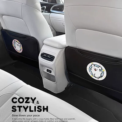 Puppy Loves You Original Car Seat Rear Anti-Kick Pad Cute Anti-Fouling Anti-Kick Pad Rear Storage Rear Anti-Kick Pad (Chair back anti-kick pad) - puppy-loves-you-a-sj-m-chair-back-anti-kick-pad-noble-black