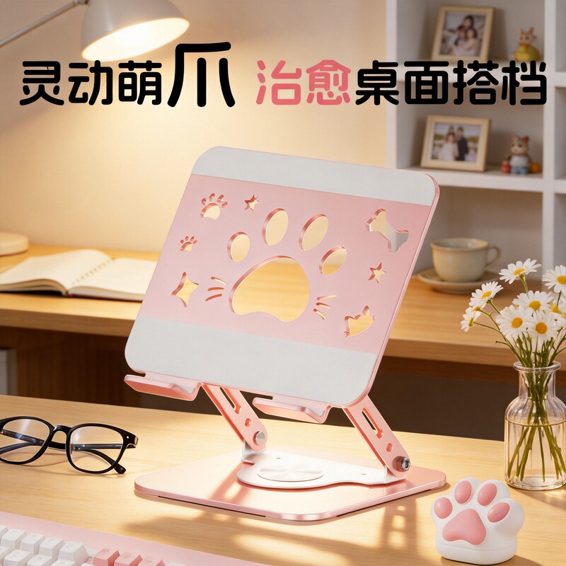 New Cat Claw Tablet Laptop Desktop Stand, Foldable and Adjustable 720 ° Rotating laptop stand