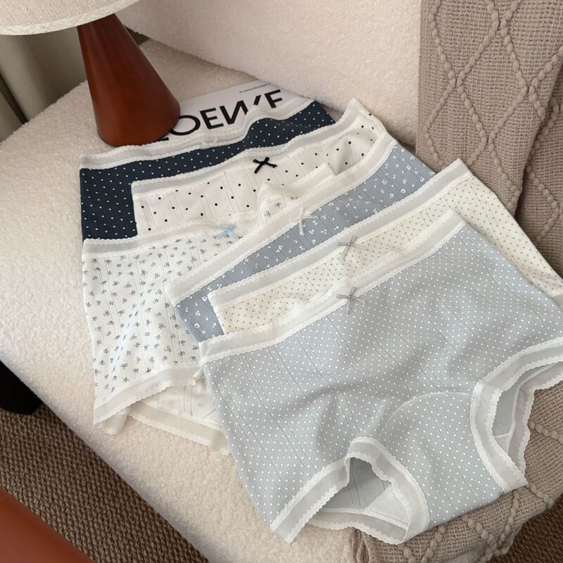 So Korean, so French, so Gentle! 6560 Features Modal Cotton Healing-Style Lace-Trimmed Mid-Waist Briefs