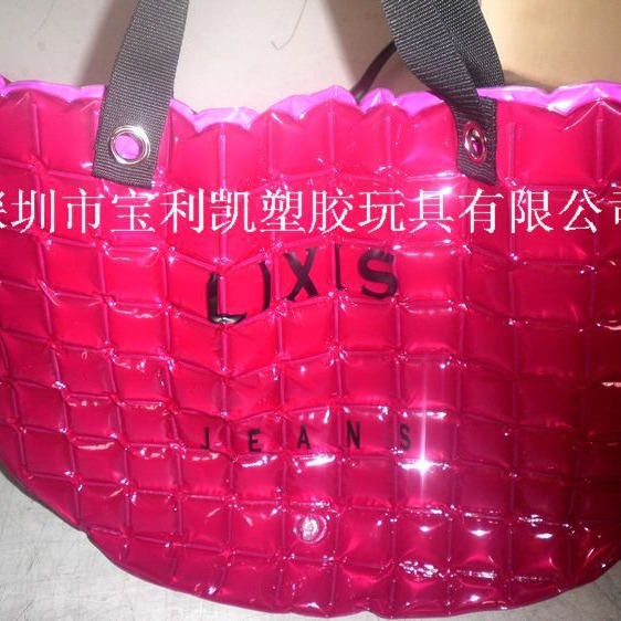 工厂专业生产销售女士pvc充气袋pvc防水单肩充气休闲红色手提袋