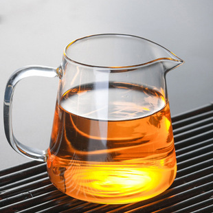 Wholesale Glass Triangle fair Cup high-looking High Borosilicate glass tea spoon tea maker kung fu tea bowl with handle