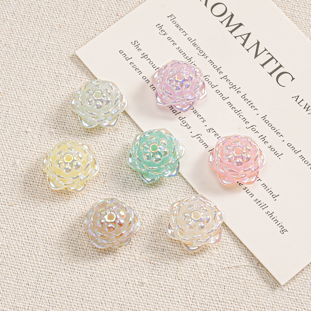 【10-20 piezas】Cuentas de Camelia y Loto 3D con Diseño de Estrella de Mar, Accesorios de Joyería, Cadena para Teléfono, Adorno Colgante para Coche