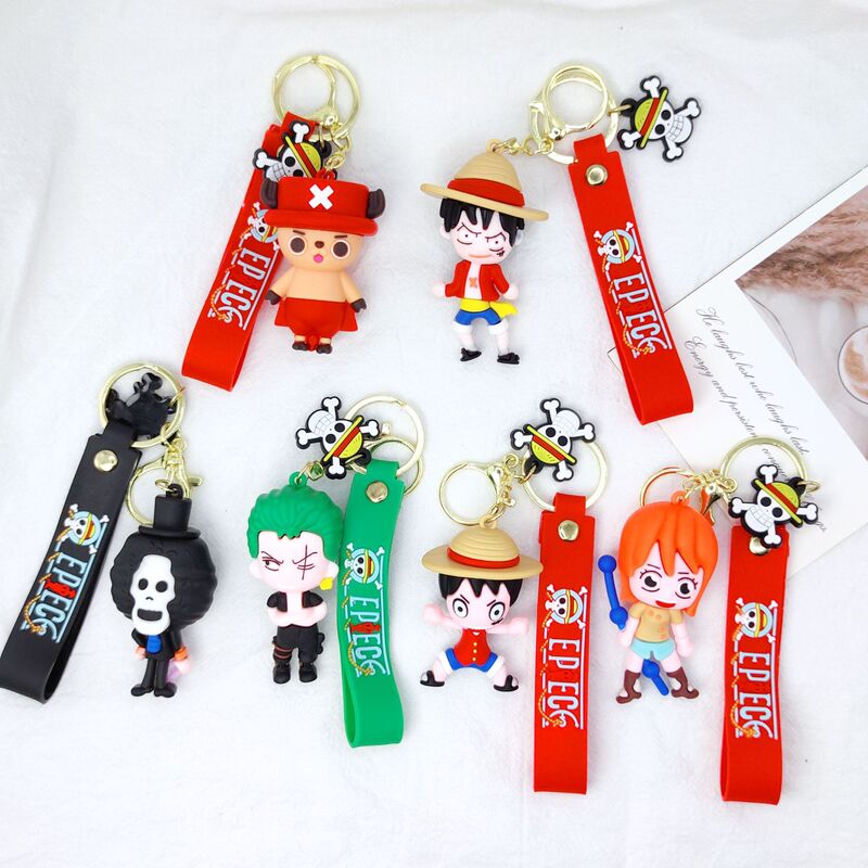 New Cartoon Animation One Piece Soft Three-dimensional Doll Keychain Boys Car Bag Pendant Gift Wholesale
