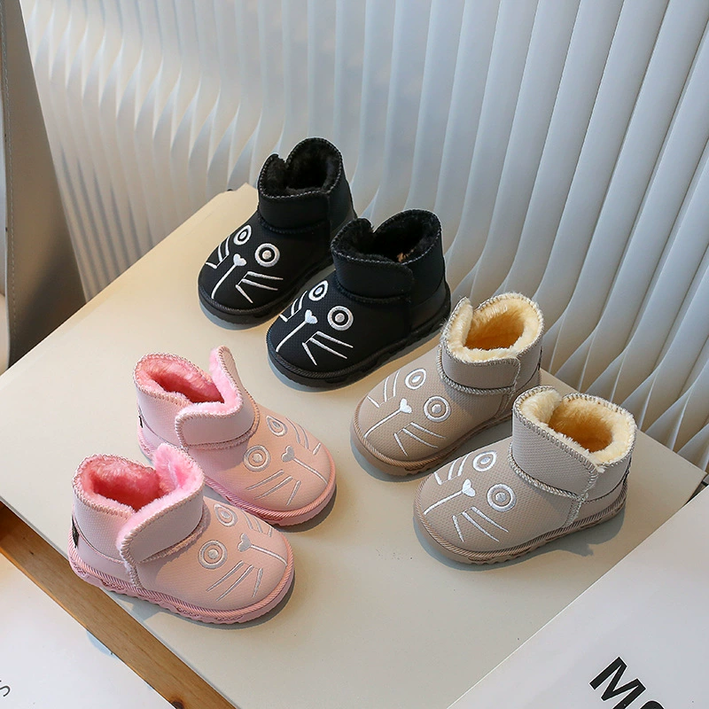 Большая хлопчатобумажная обувь для девочек зимний новый мультфильм милый бархатный теплый маленький ребенок короткие сапоги для внешней торговли мальчик снежные сапоги
