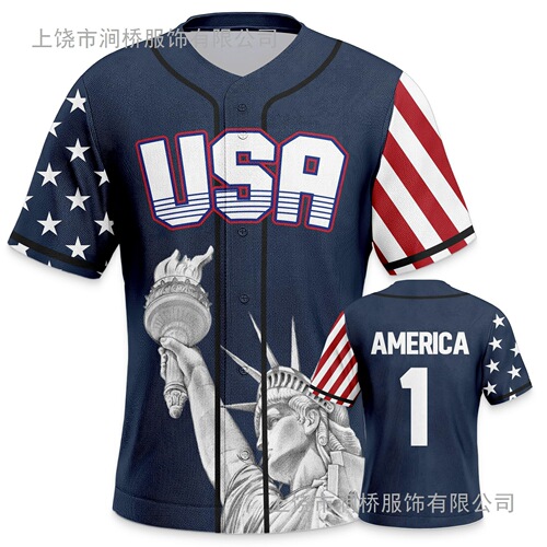 Custom Flag Baseball Jersey 3D Print T-Shirt Baseball Apparel