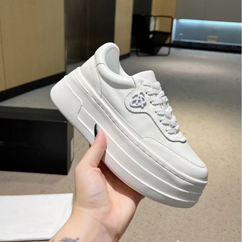Ann High-End Version of Zhao Lusi's Same Style Thick-Soled White Sneakers for Women, Casual Sports Sneakers, Genuine Leather Height-Increasing Platform Shoes Ann High-End Version of Zhao Lusi's Same Style Thick-Soled White Sneakers for Women, Casual Sports Sneakers, Genuine Leather Height-Increasing Platform Shoes
