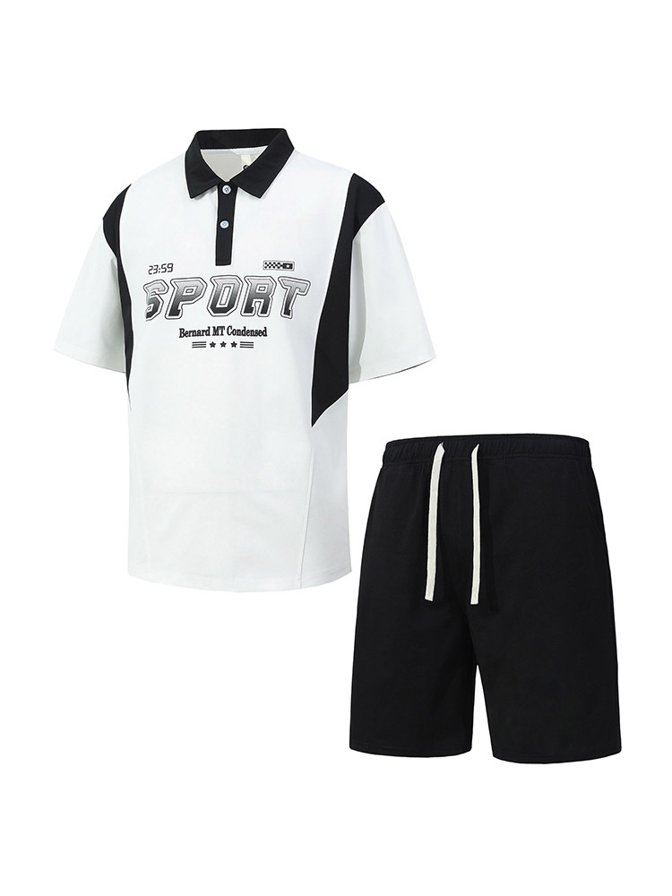 Camisa POLO, traje deportivo para hombre, verano, holgado, moderno, para correr, transpirable, camiseta de manga corta, pantalones cortos informales, conjunto de dos piezas