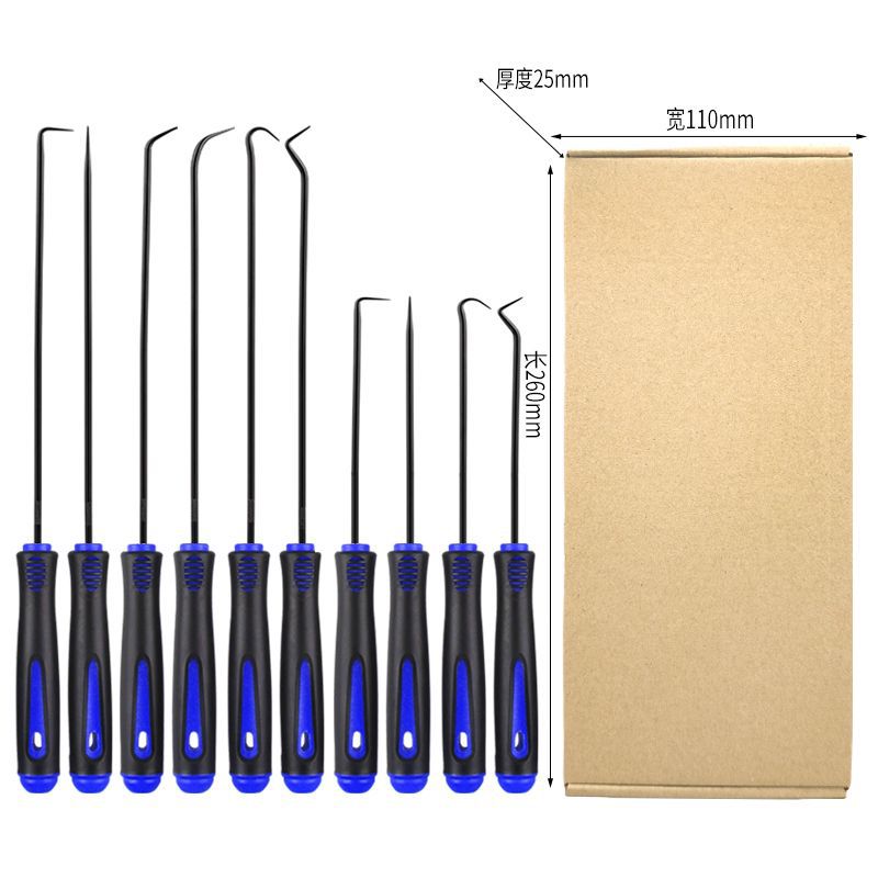 진한 파란색 손잡이와 검정색 막대 10개 세트(상자에 포장)