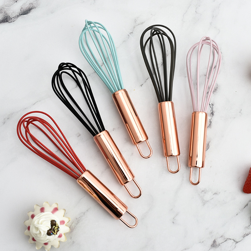 Rose-plated Golden eggbeater 6-inch silicone eggbeater manual household kitchen baking cake cream dispenser