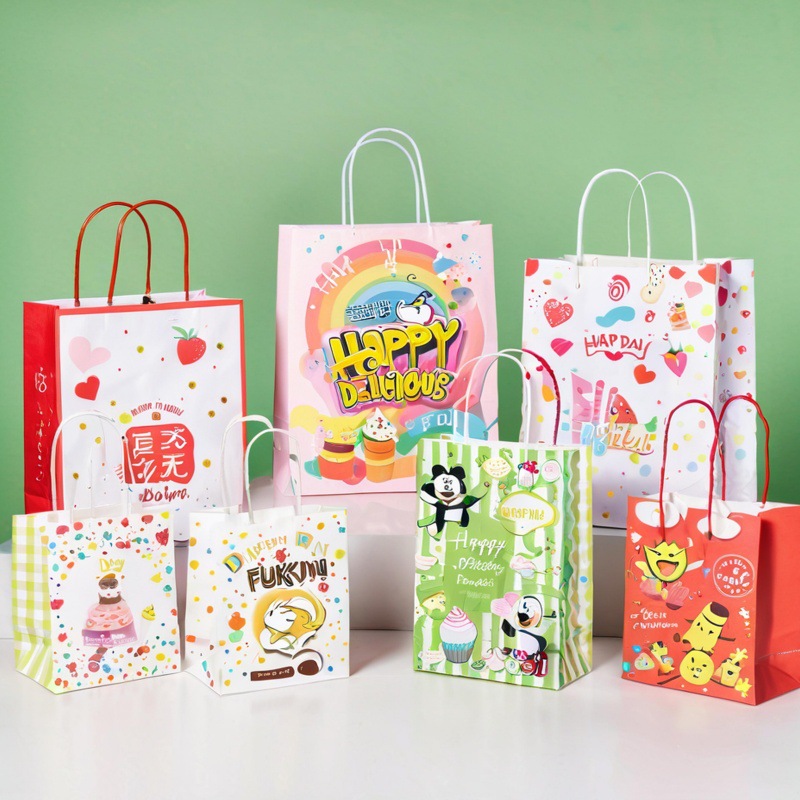 手提袋定制 高级ins风卡通可爱节日学生儿童礼品袋小号大容量logo
