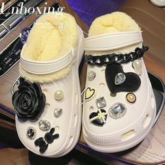 適配洞洞鞋配飾鞋花裝飾可拆卸配件水晶鑽石珍珠小香風diy鞋扣