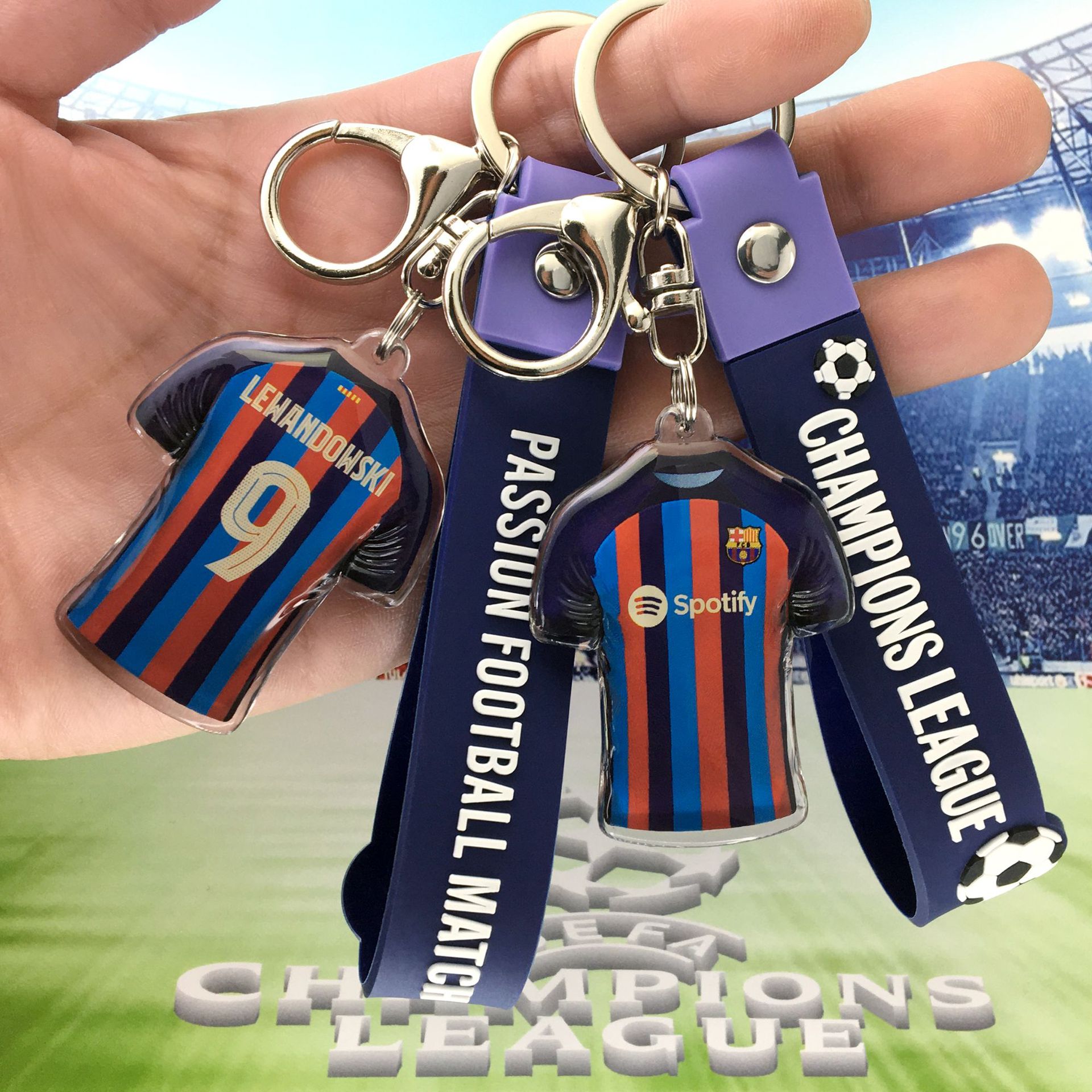 欧冠-巴萨-9#莱万球衣+墨蓝手带