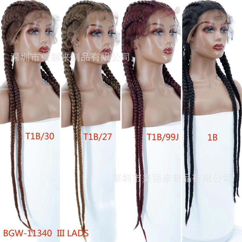 Cross border boxing braid front lace wig front lace wig baby bangs four braided wig l braided wig
