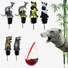 厂家批发北极熊熊头倒酒器卡通动物珐琅彩熊猫酒嘴袋鼠倒酒器