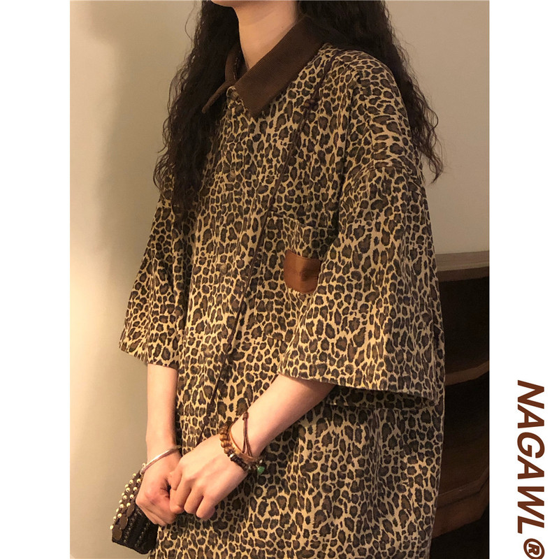 American Retro High Street Leopard Print Camouflage Workwear Short-sleeved Shirt Summer Instagram Popular Brand Couple Half-sleeved Shirt Jacket