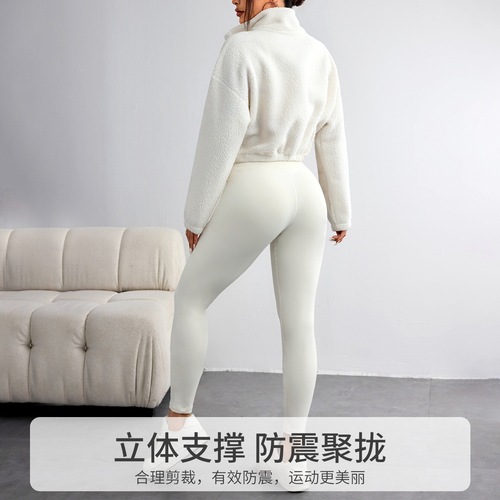 Cross-border exclusive for women's sports suits, plush hoodies, yoga clothes, outdoor leisure sports three-piece set manufacturers wholesale