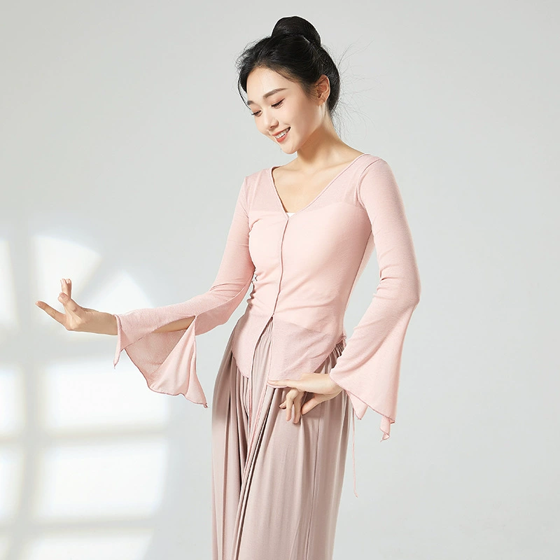 Одежда для современной танцевальной практики Танцевальная одежда Темперамент Ребристый бамбуковый Топ Slim-Fit Практическая одежда Тренировочная одежда для женщин