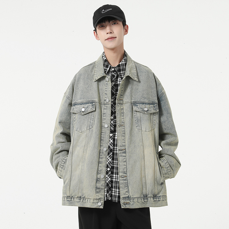 2025春季主推港风牛仔外套宽松百搭怀旧水洗复古男牛仔夹克衫外穿