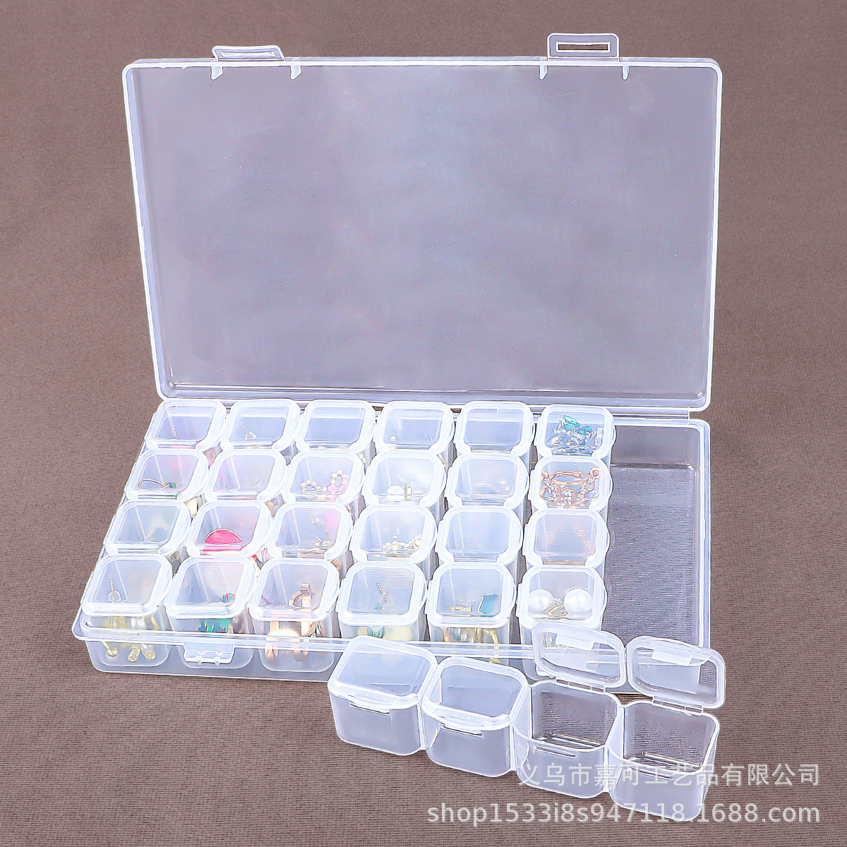 28 Grid Nail Armor Jewelry Box Storage Box Single Open Lid Mini Diamond Box Transparent Plastic Box Hardware Box Component Box