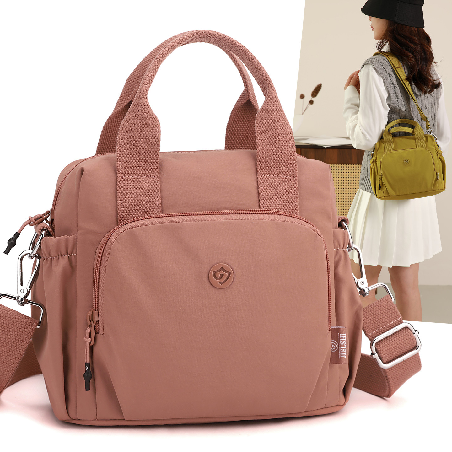 捷朗仕女包2025冬季新款单肩斜挎包轻便尼龙布小包帆布包手提小包