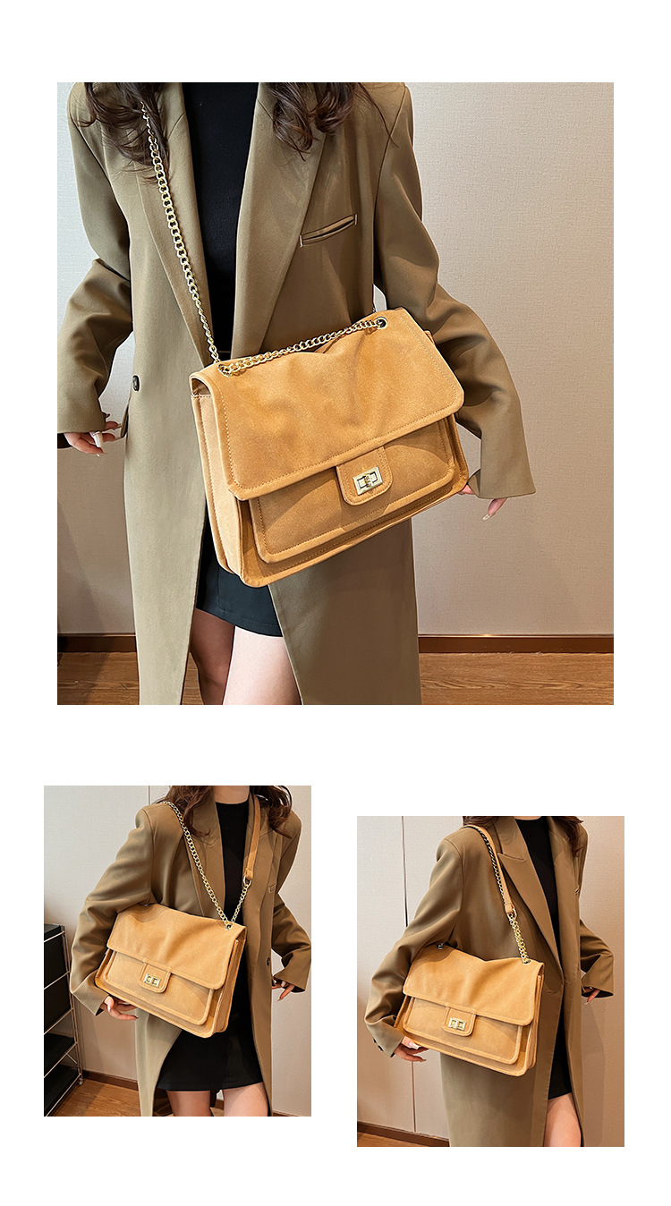 Large capacity for women's autumn and winter 2023 new fashionable frosted chain crossbody commuting tote bag_voghion.com
