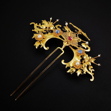 牡丹簪子古风汉服花首饰丝掐头饰古代装饰鎏金发簪新娘发饰花朵