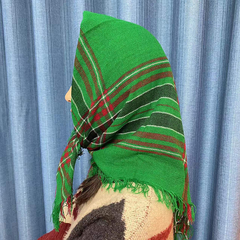 中老年頭巾農村婦女條紋方巾老式大媽頭巾老人加厚奶奶四方圍巾女