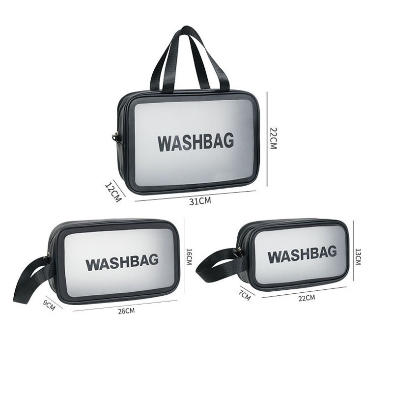 Bolsa de cosméticos transparente transfronteriza bolsa de almacenamiento impermeable de alta capacidad bolsa de lavado de maquillaje portátil PU