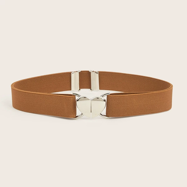 Lazy belt silver heart-shaped buckle (khaki)